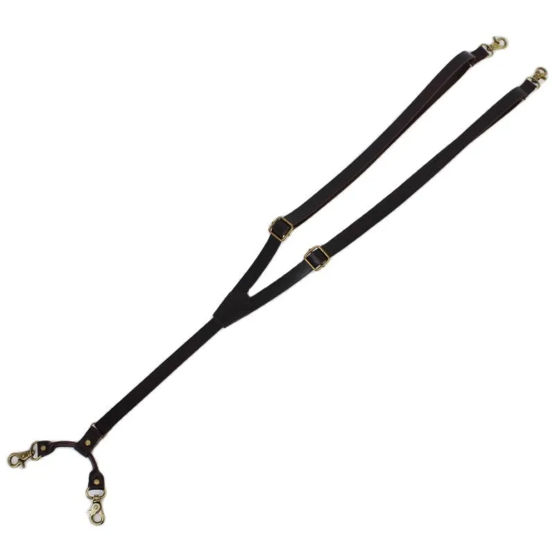 1.7Cm High Quality Real Cowhide Split Leather Strap Women Men Unisex Hook Suspenders