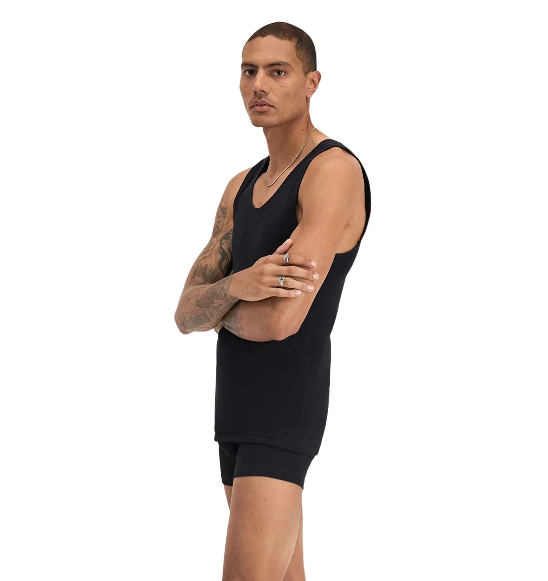 3 x Bonds X-Temp Black Mens Chesty Cotton Plain Singlet Vest Tank Top