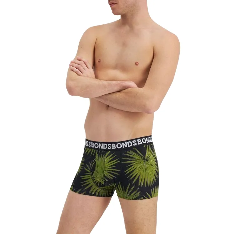 6 Pairs X Bonds Mens Everyday Trunks Cotton Leaf Print Pack