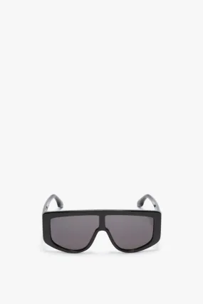 Acetate Visor Sunglasses In Black