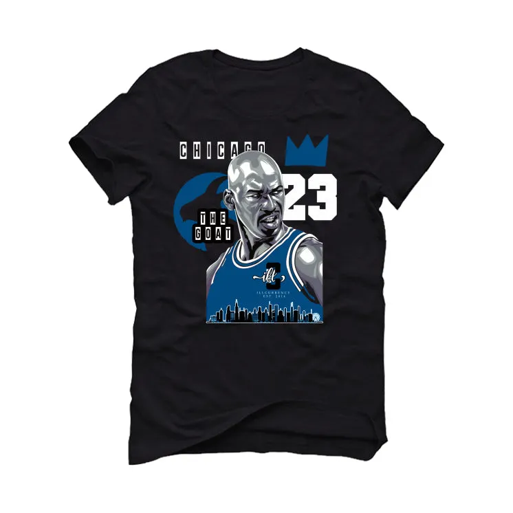 Air Jordan 13 "Brave Blue" 2022 | illCurrency Black T-Shirt (The Goat)