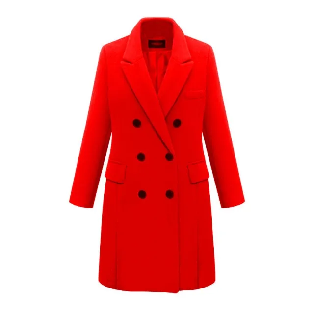 AshoreShop Womens Large Autumn Winter Wool Long Double Breasted Coat