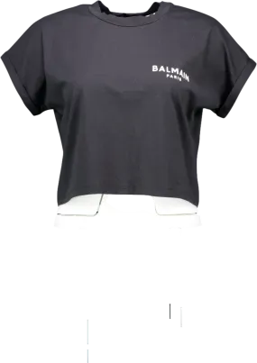 Balmain Black Locked-logo Cropped T-shirt UK XS