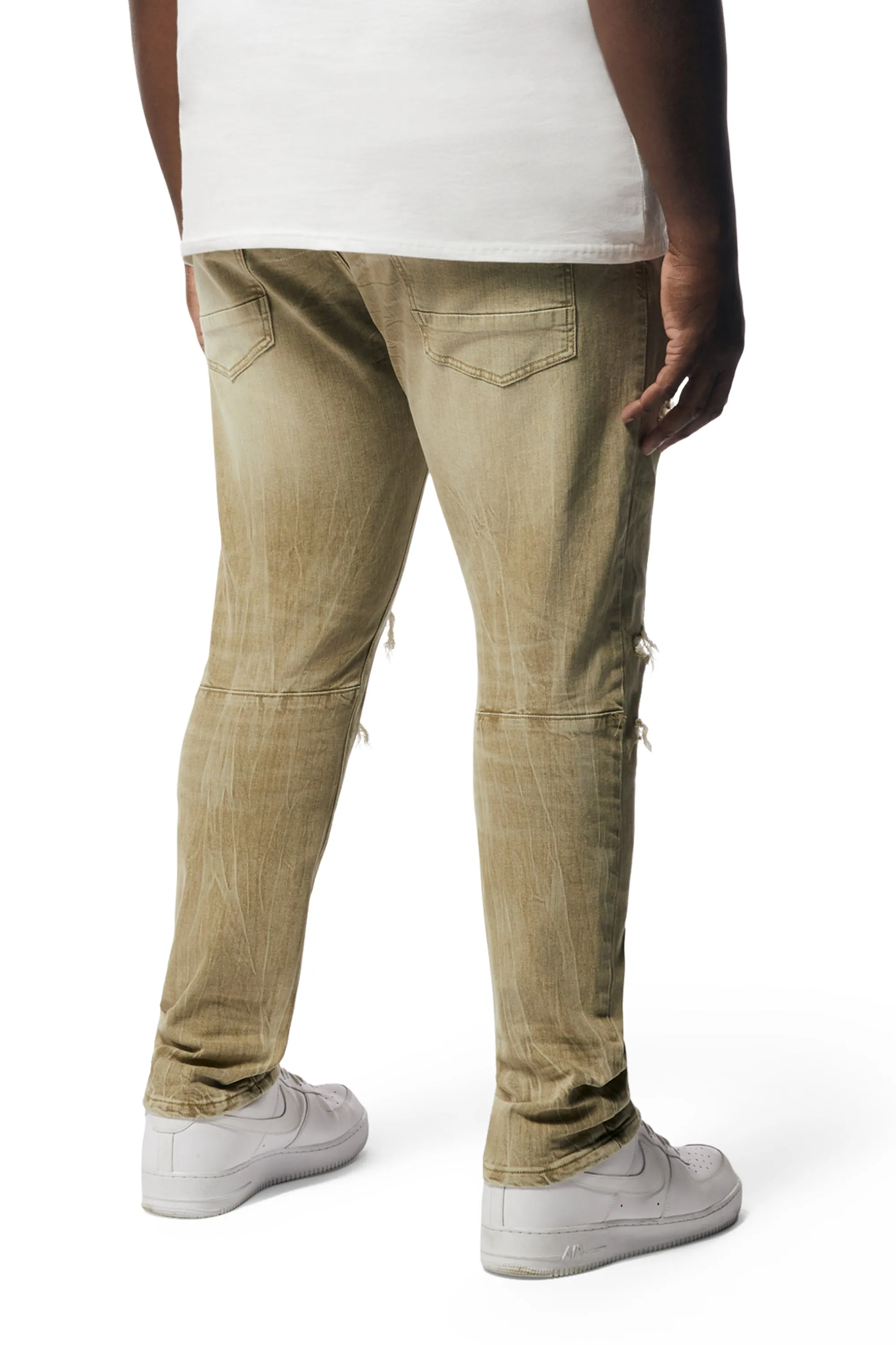 Big and Tall - Rip & Repaired Color Jeans - Light Oak