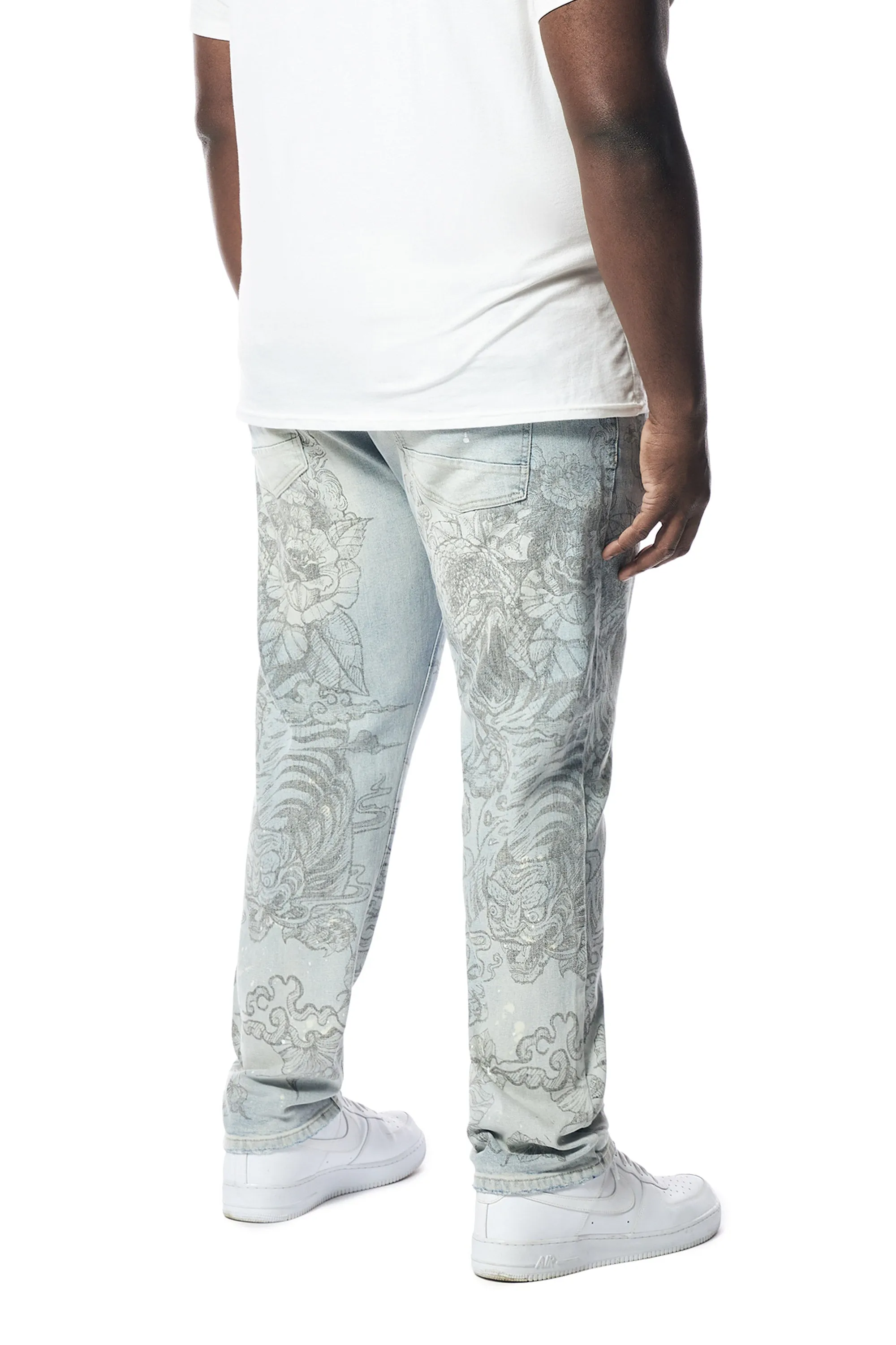 Big and Tall - Tattoo Slim Fit Denim Jeans - Sherman Blue