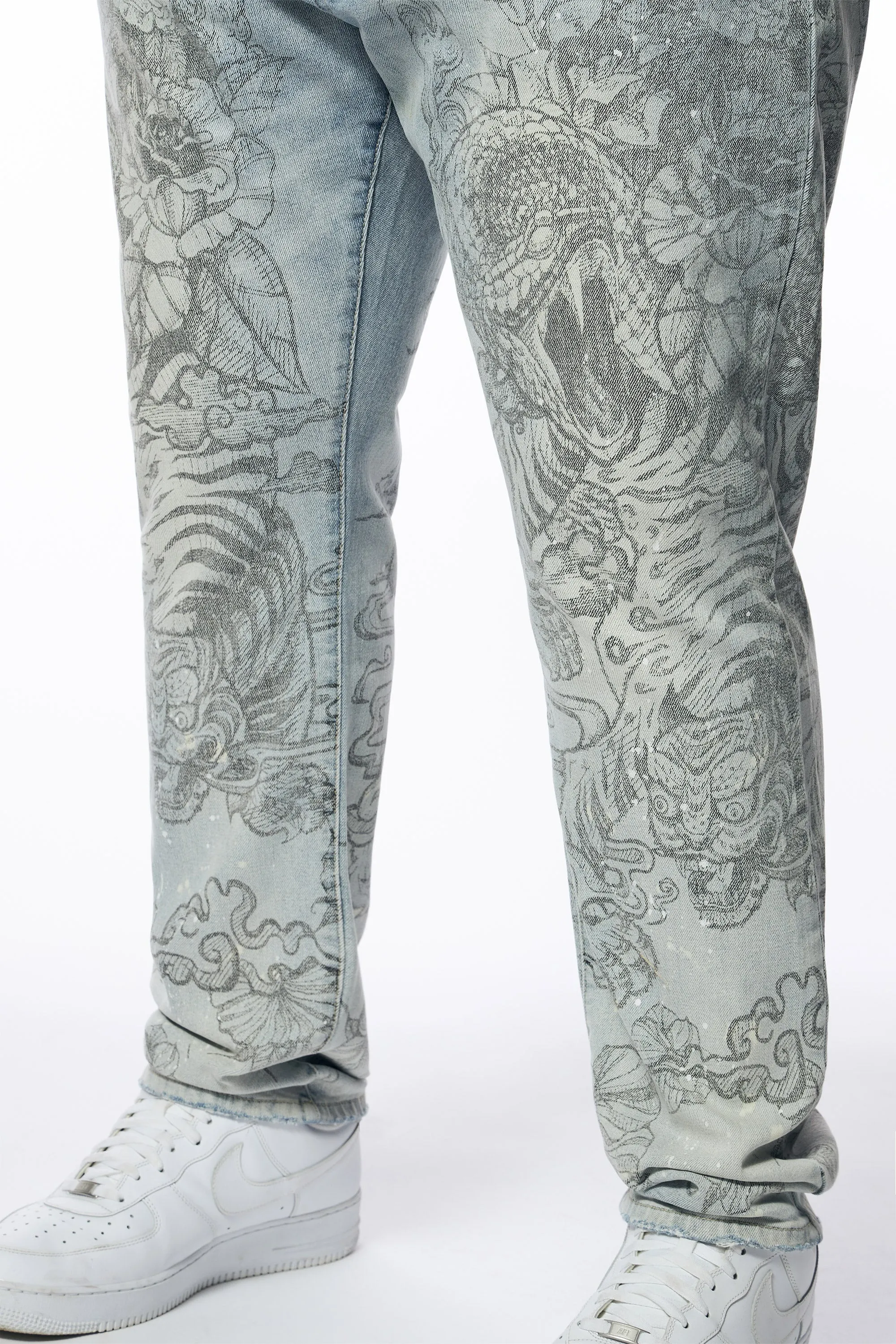 Big and Tall - Tattoo Slim Fit Denim Jeans - Sherman Blue