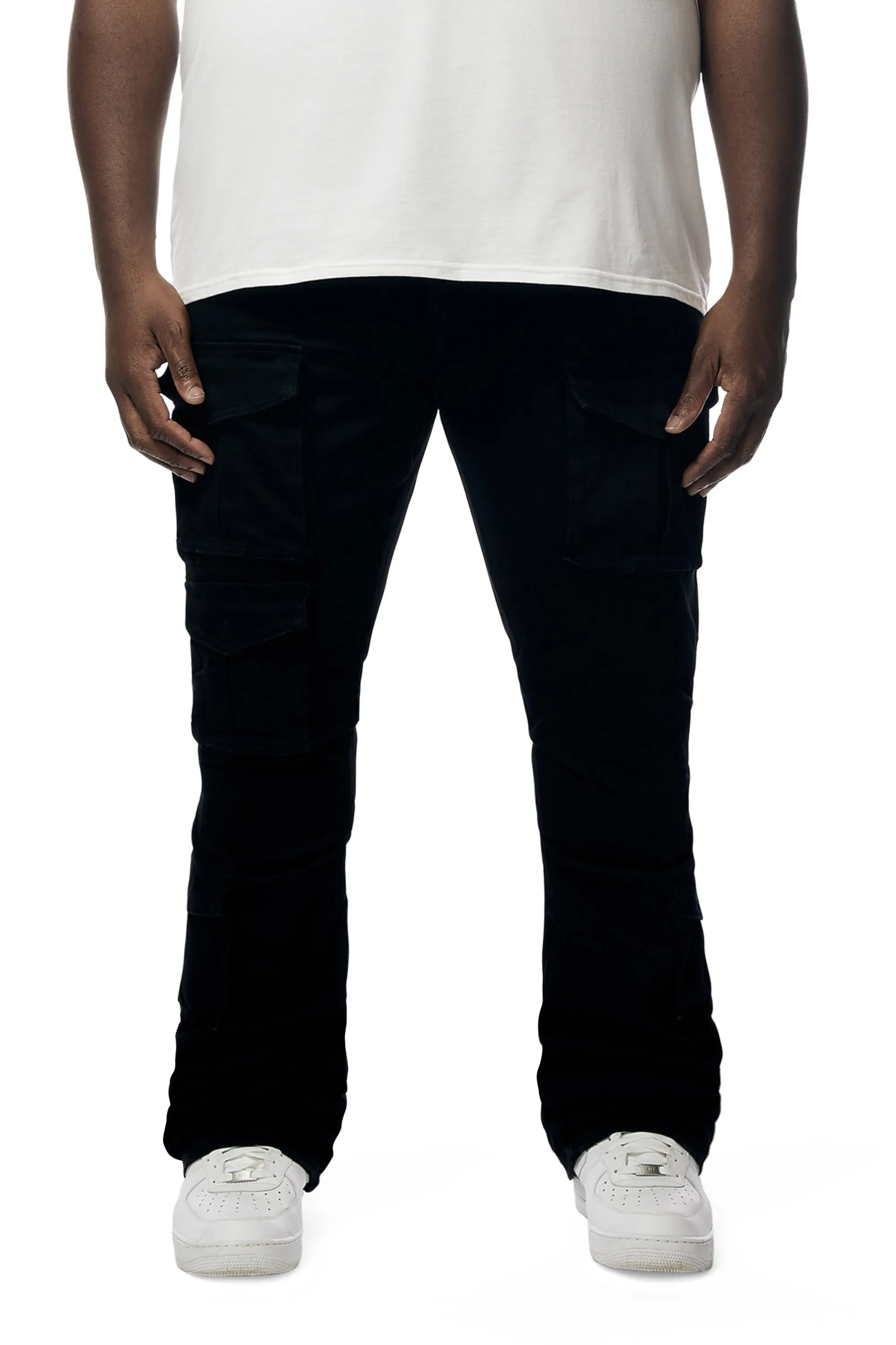 Big And Tall Utility Pocket Twill Pants - Jet Black