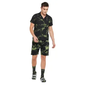 Black Tie Dye Shirt And Shorts Clothing Set with Matching Socks