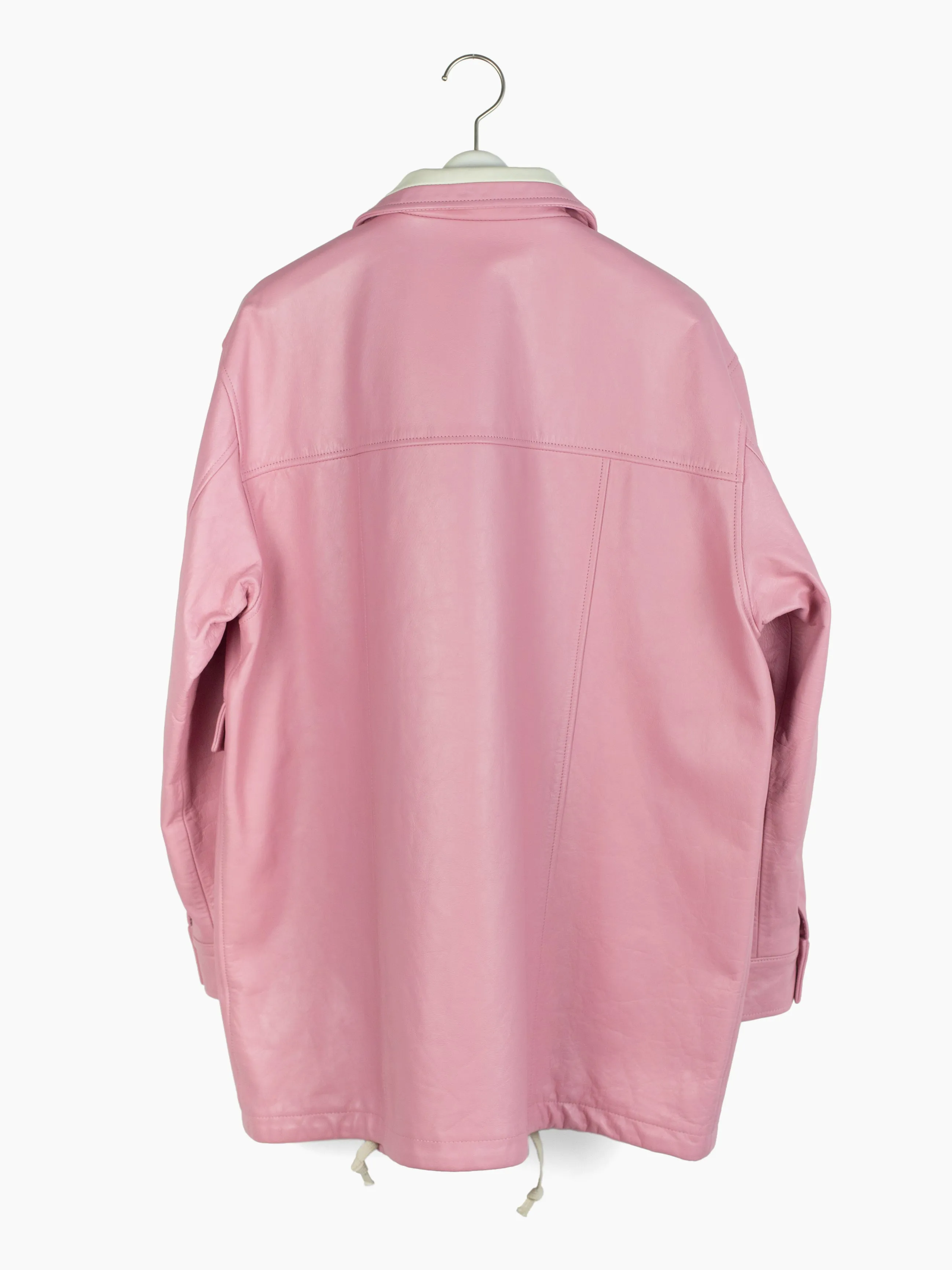 Blackmeans Pink Leather Layered Pocket Coat