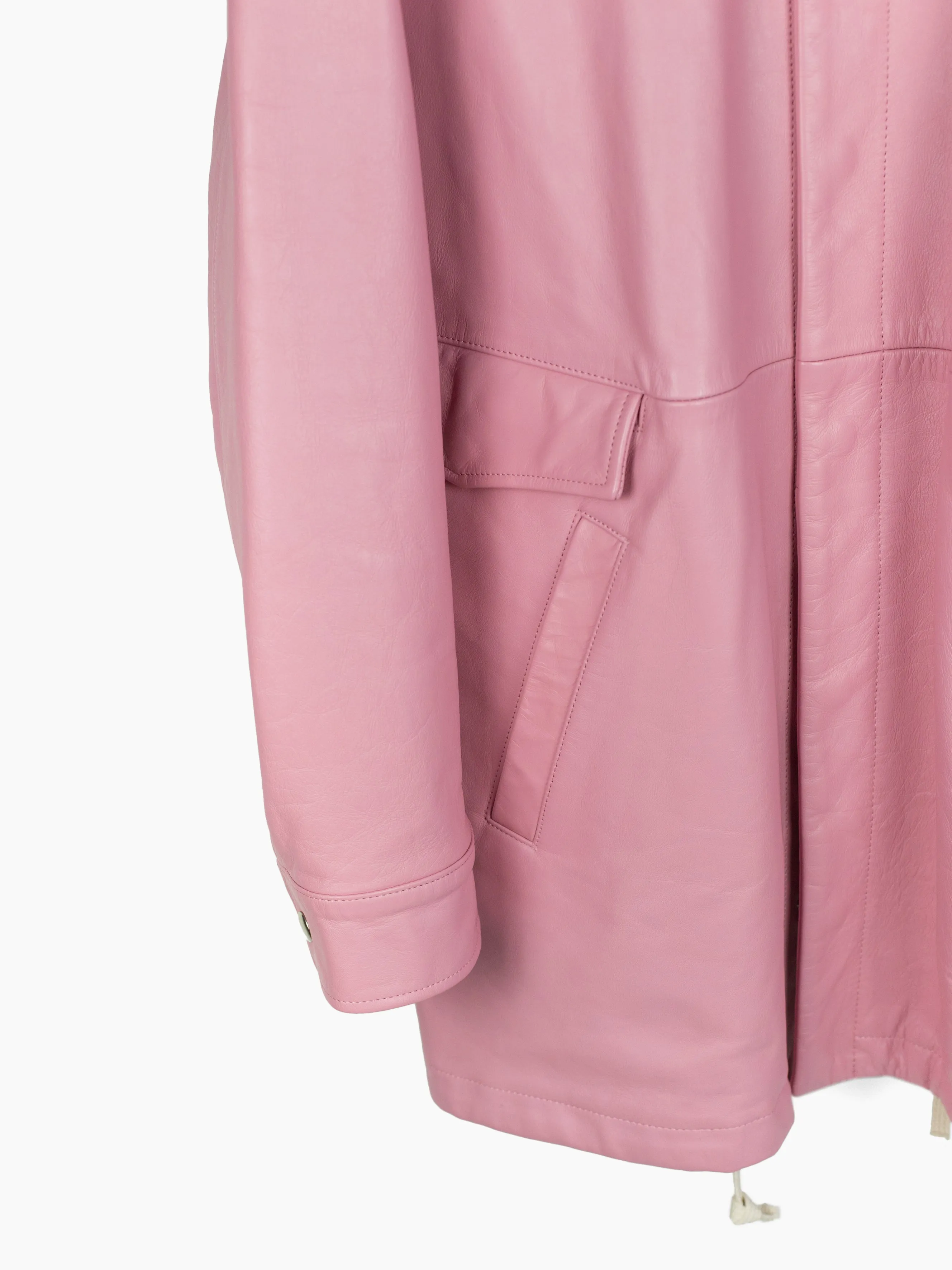 Blackmeans Pink Leather Layered Pocket Coat