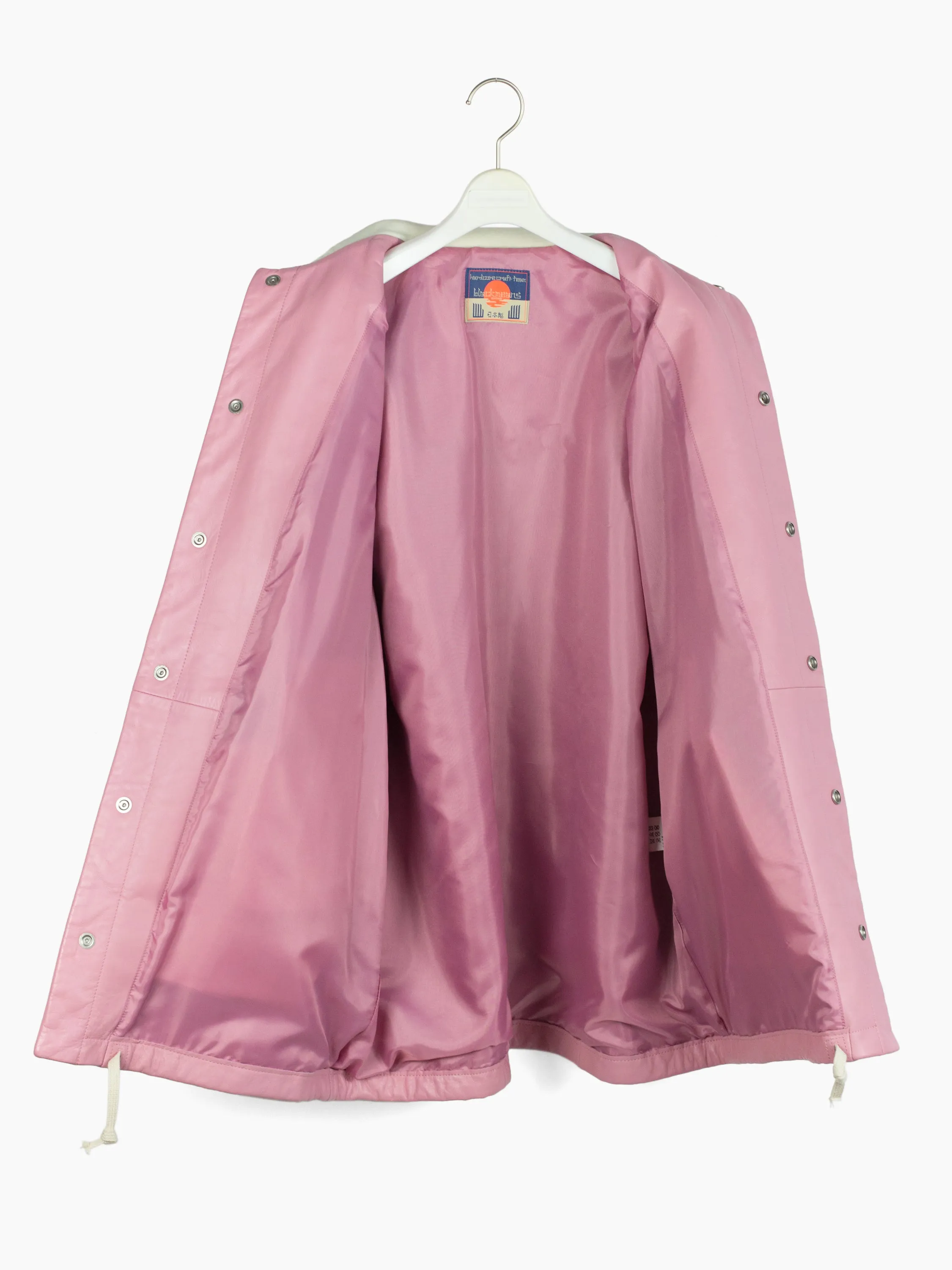 Blackmeans Pink Leather Layered Pocket Coat