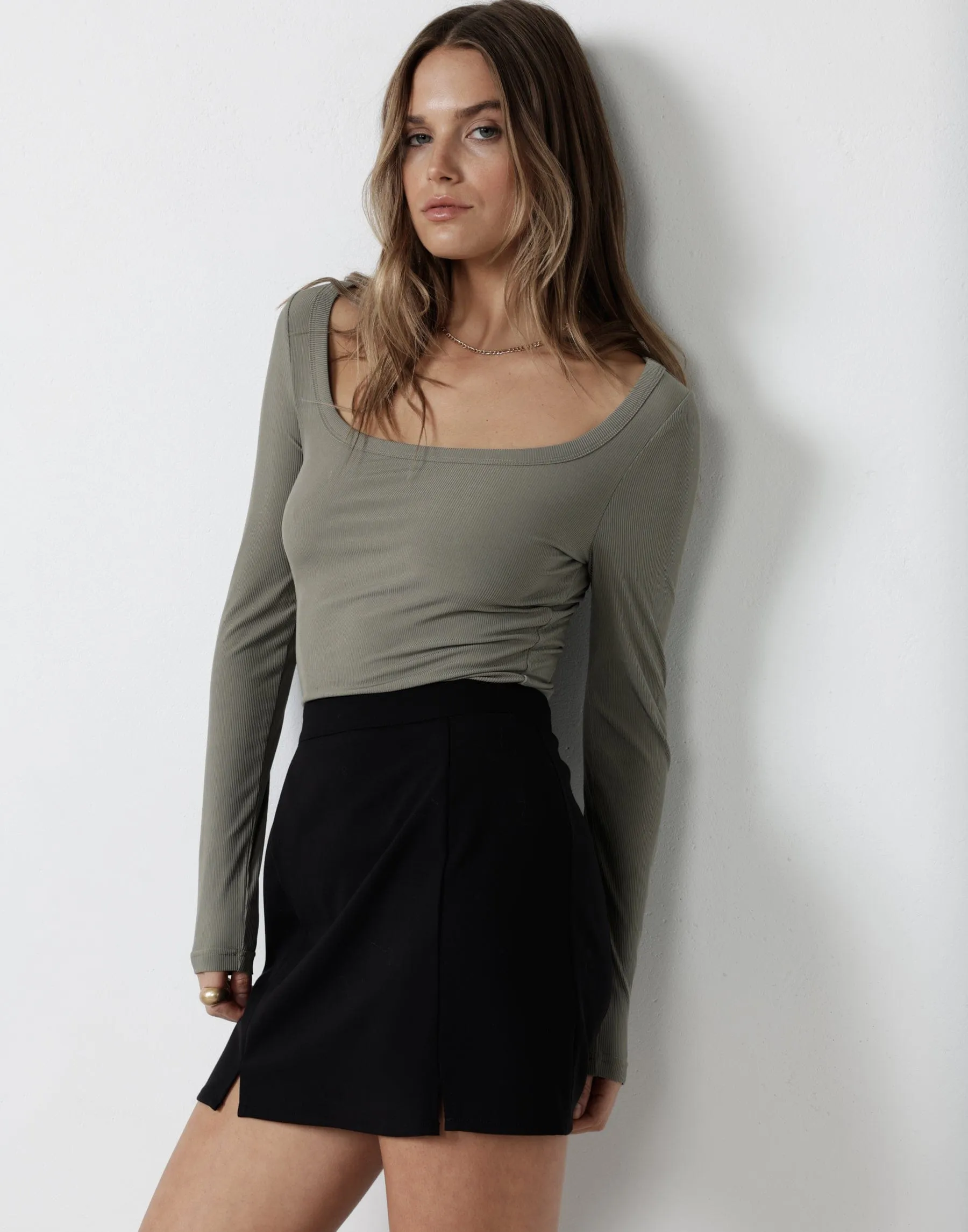 Candice Long Sleeve Top (Olive)