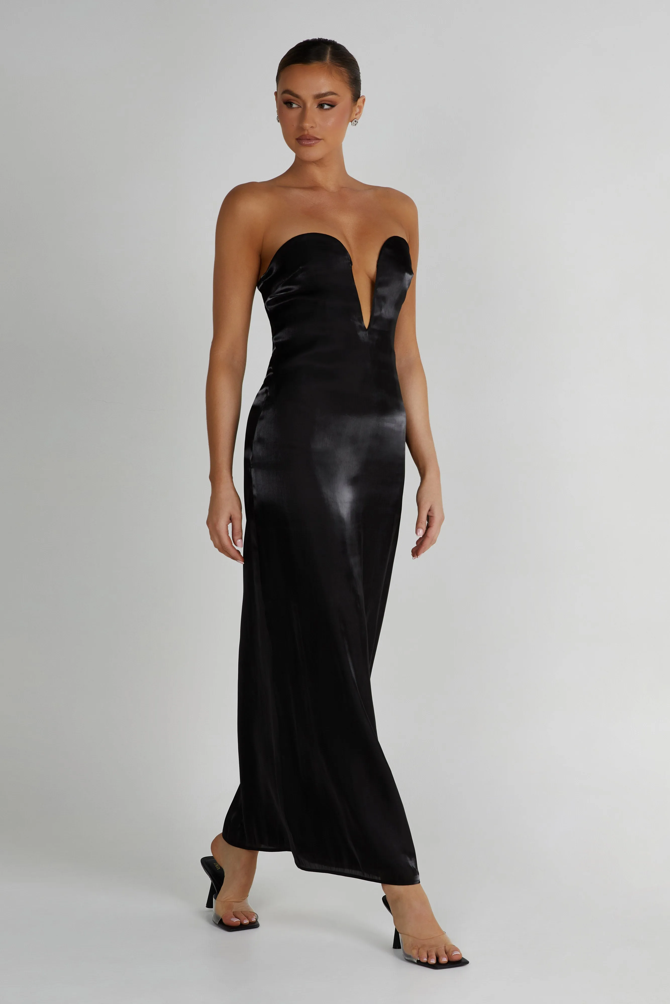 Chantelle Liquid Satin Midi Dress - Black