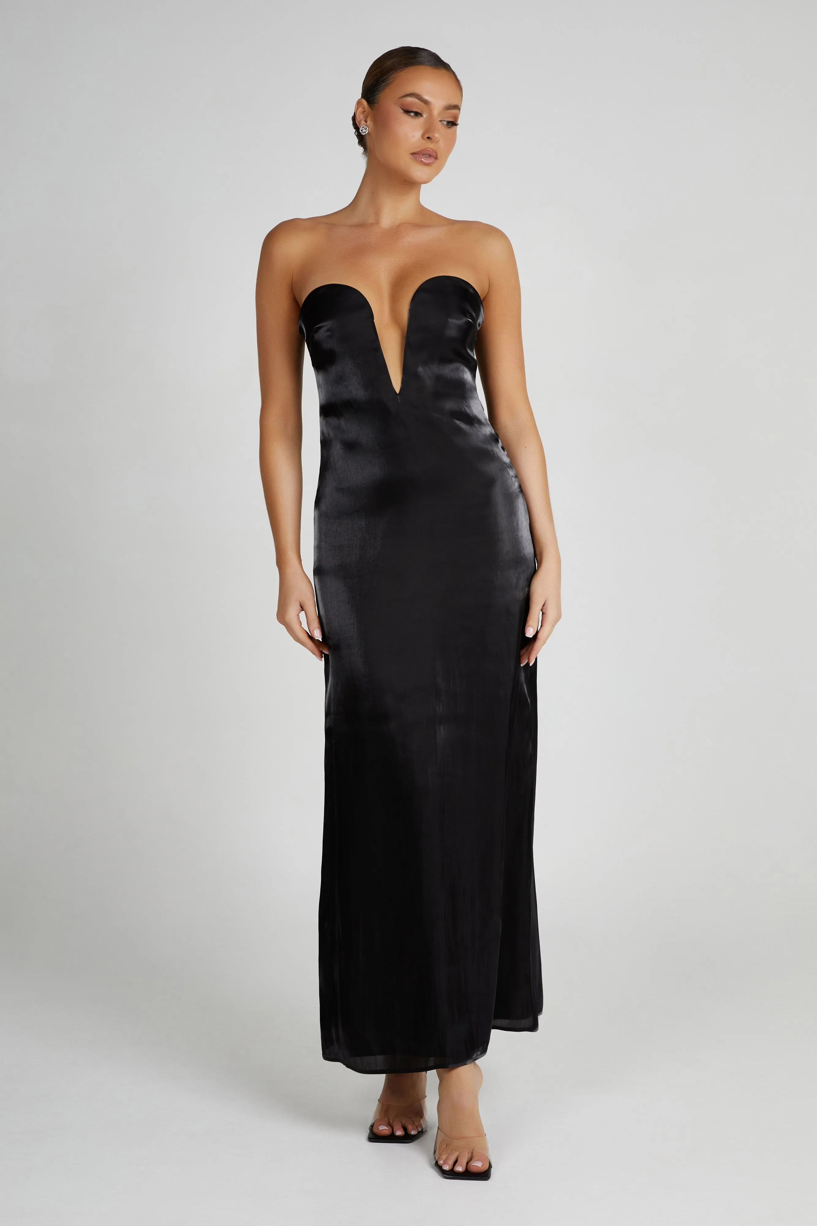 Chantelle Liquid Satin Midi Dress - Black