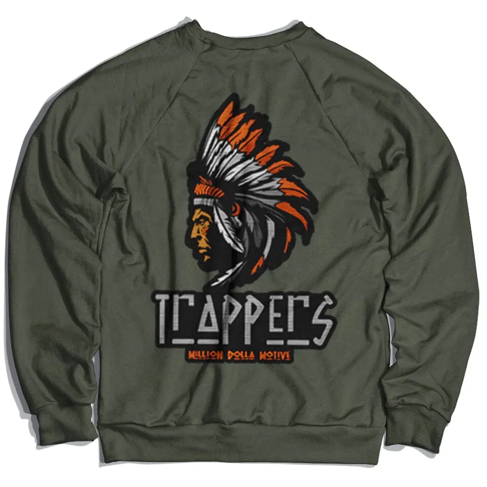 Chenille Trappers - Olive Crewneck Sweatshirt