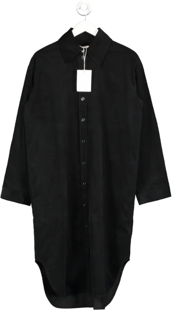 cos Black Corduroy Midi Shirt Dress UK 8