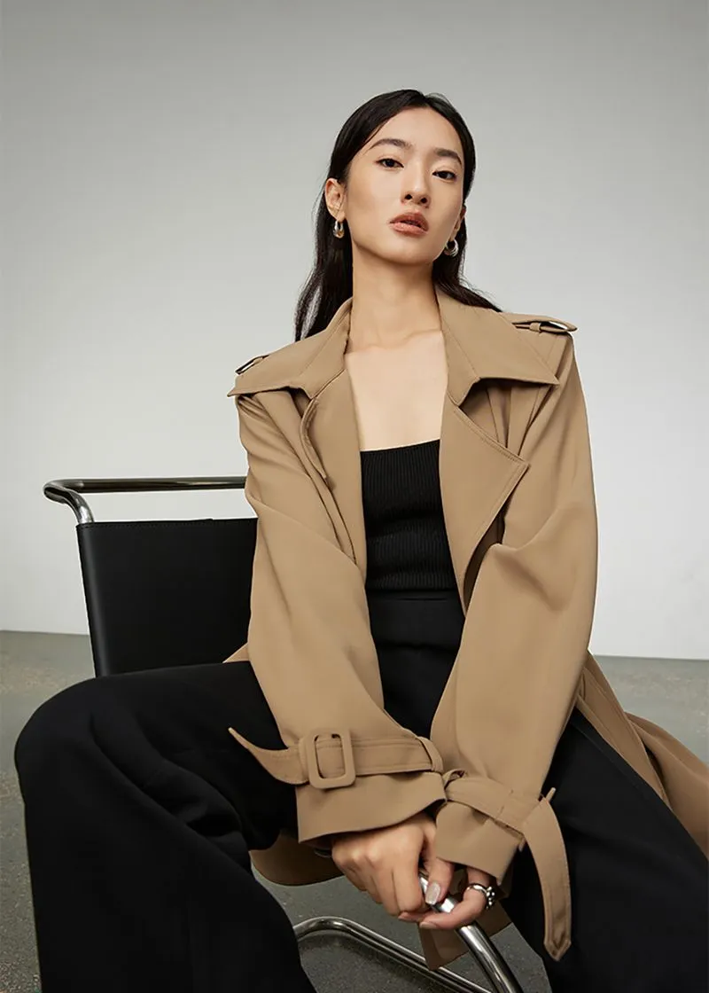 Daphne Khaki Double Breasted Trench Coat