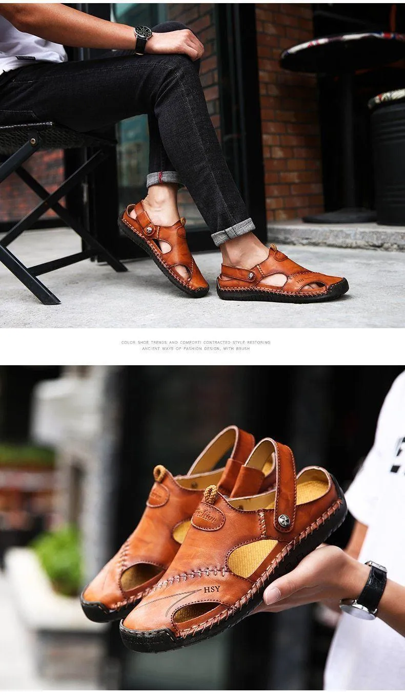 Dazzling Slip-On Leather Sandals