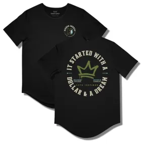 Dollar & A Dream Curved Hem T Shirt - Black / Mustard Green