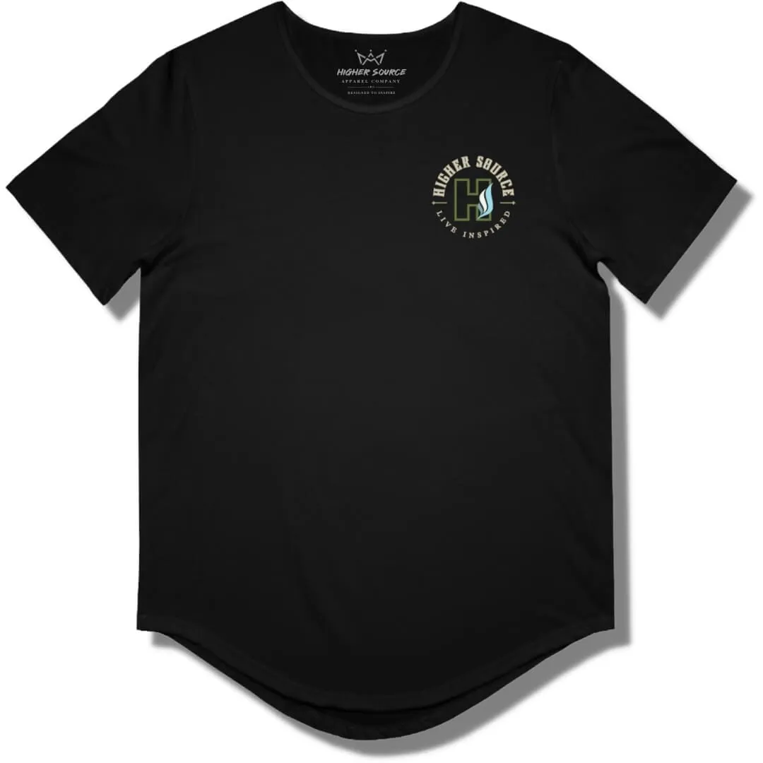 Dollar & A Dream Curved Hem T Shirt - Black / Mustard Green