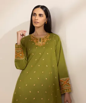 Embroidered Flared Lawn Shirt