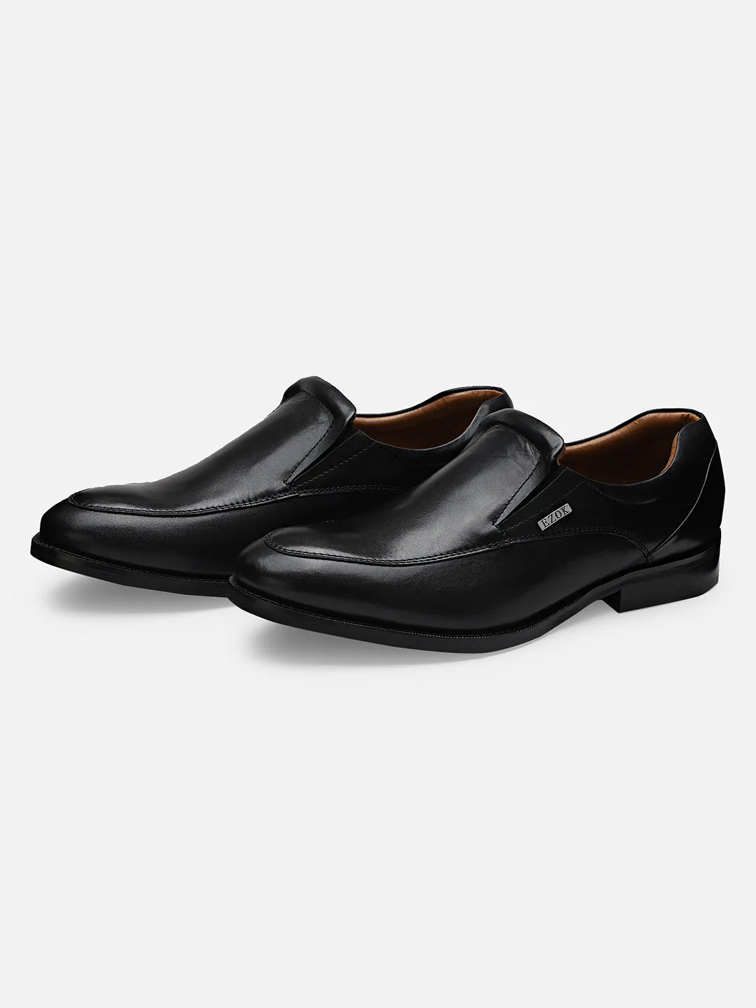 Ezok Men Black Leather Formal Shoes