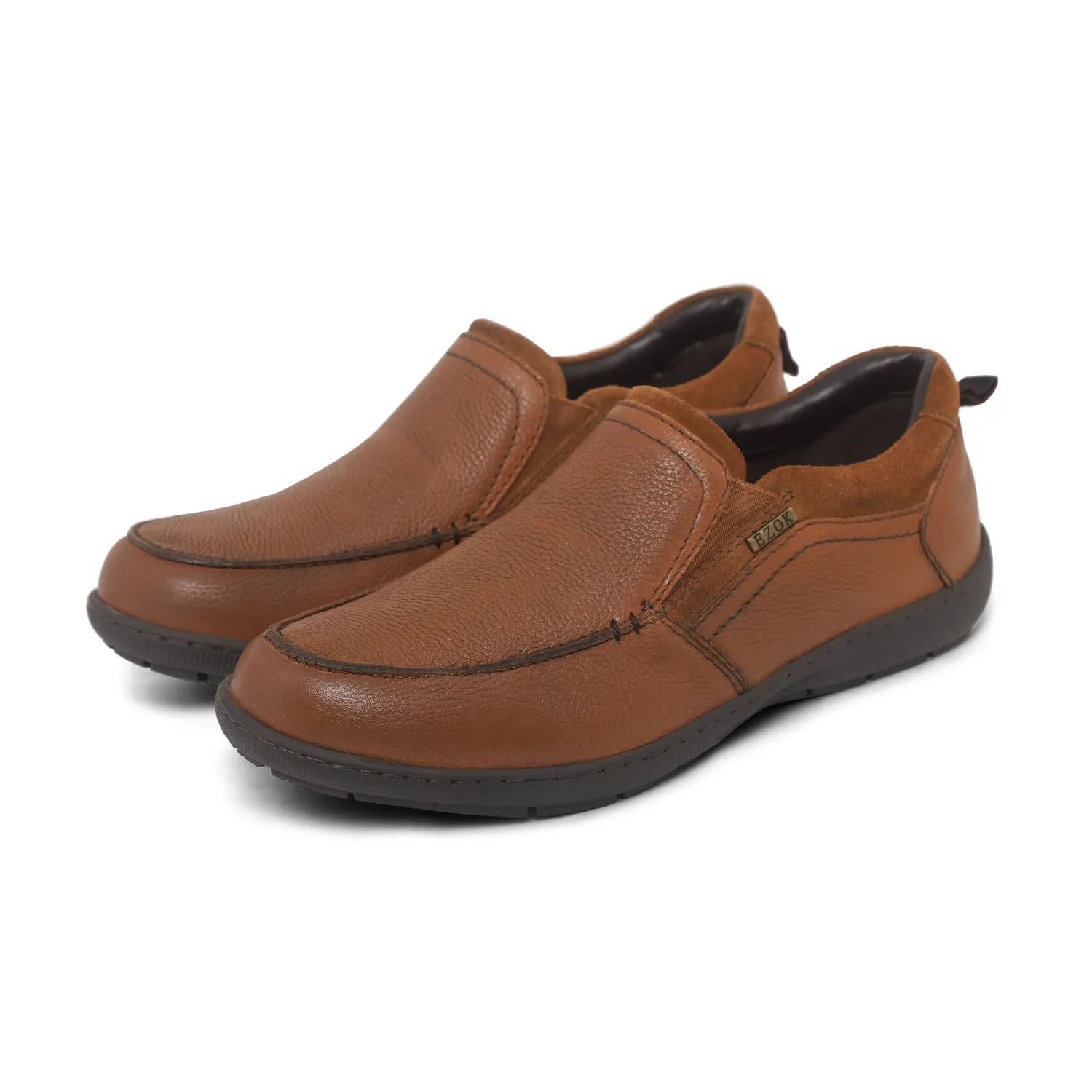 Ezok Men Tan Leather Slipon Shoes