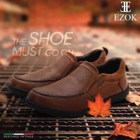 Ezok Men Tan Leather Slipon Shoes