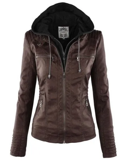 Faux Leather Motorcycle Jacket Women