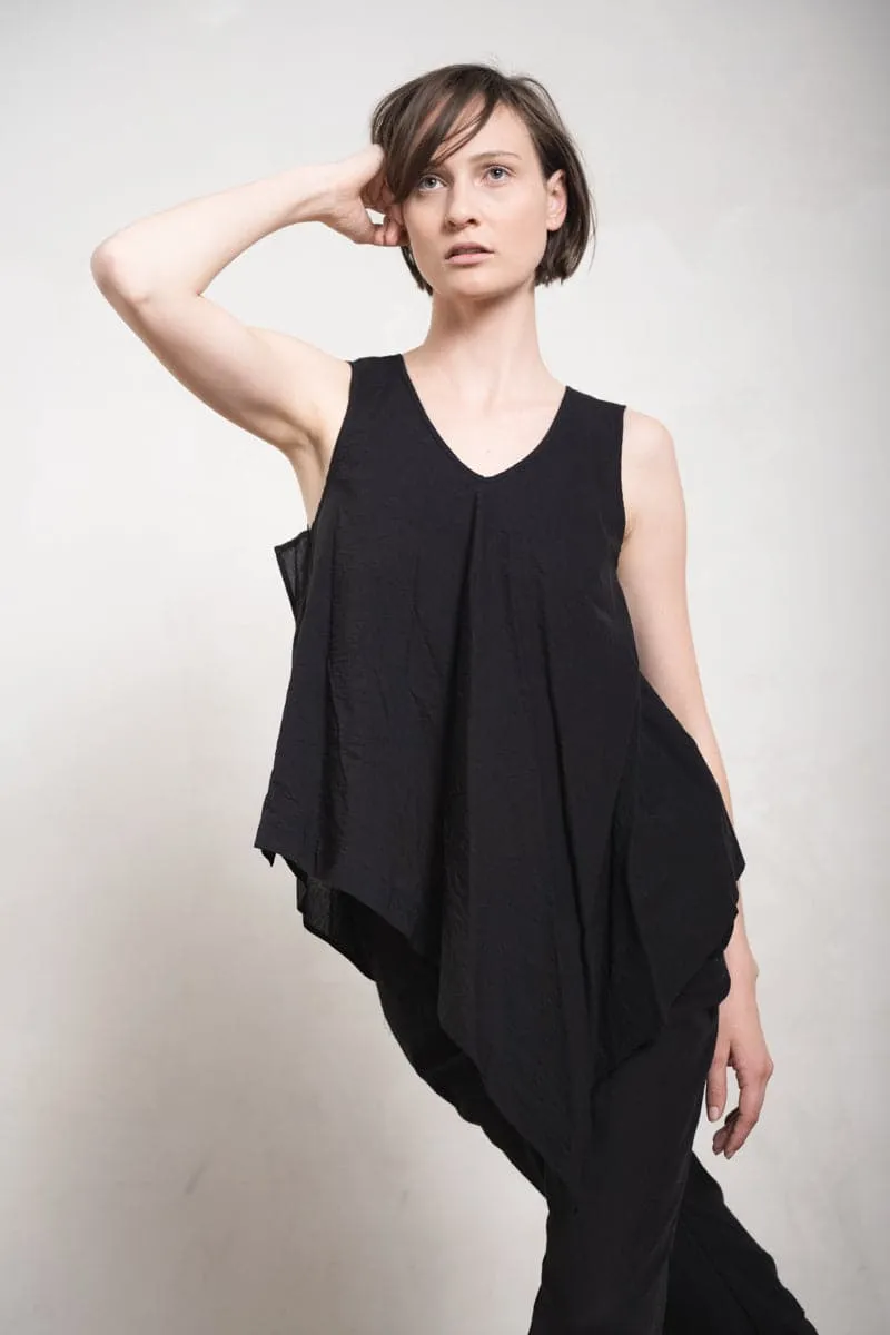 Forme d'Expression | DS045 Kerchief Tank Top | Schwarzes Damen Tank Top aus Baumwolle