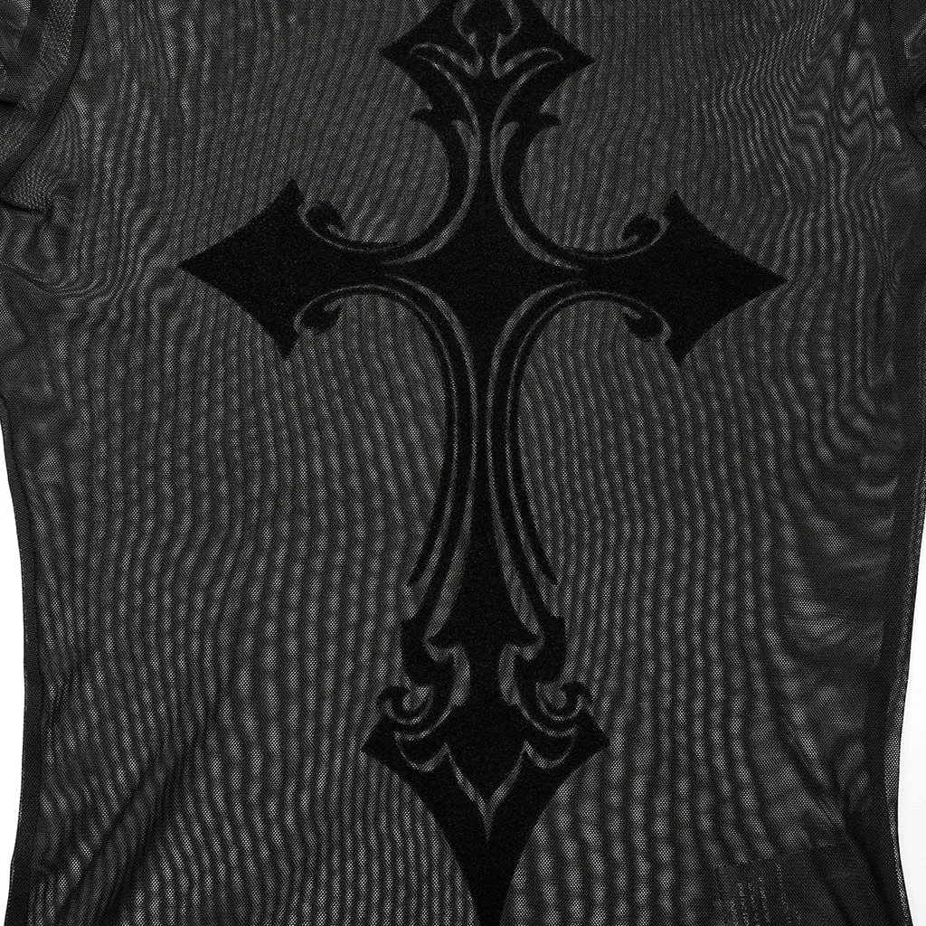 Gothic Cross Mesh Shirt