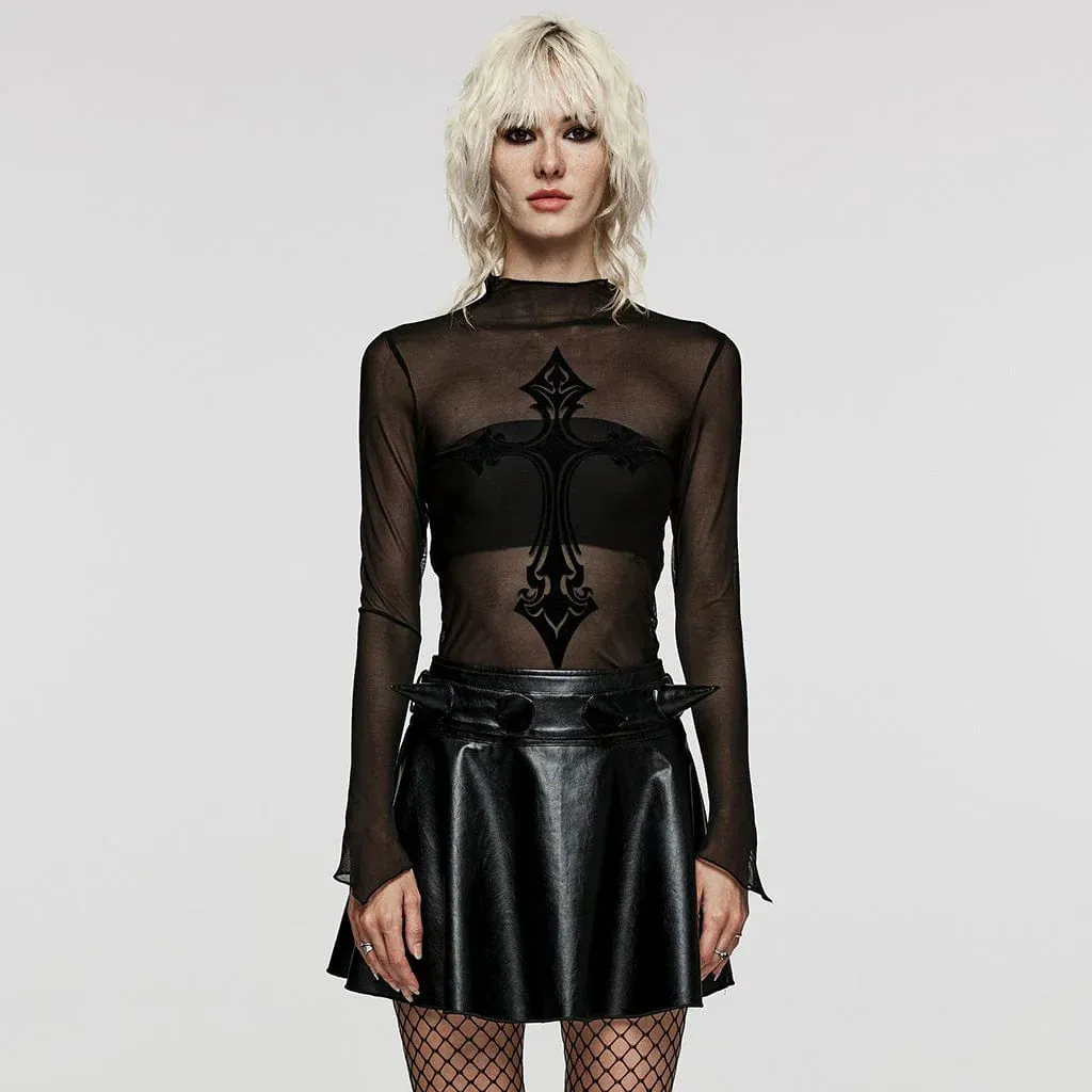 Gothic Cross Mesh Shirt