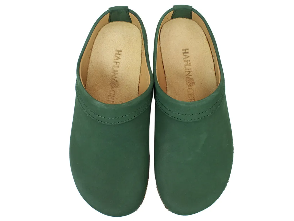 Haflinger Leather Clogs Malmo Green