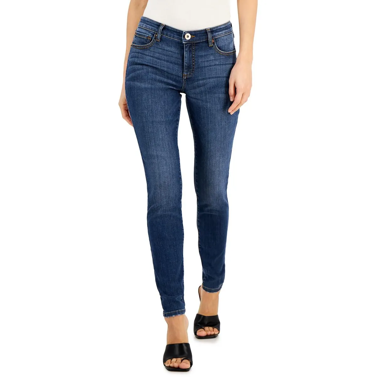 INC Womens Mid-Rise Dark Wash Skinny Jeans