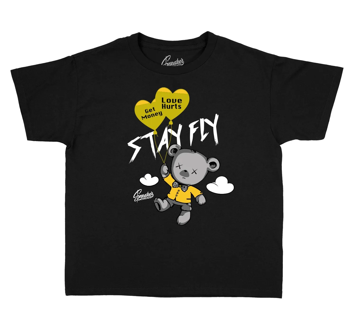 Kids University Gold 9 Shirt - Money Over Love - Black