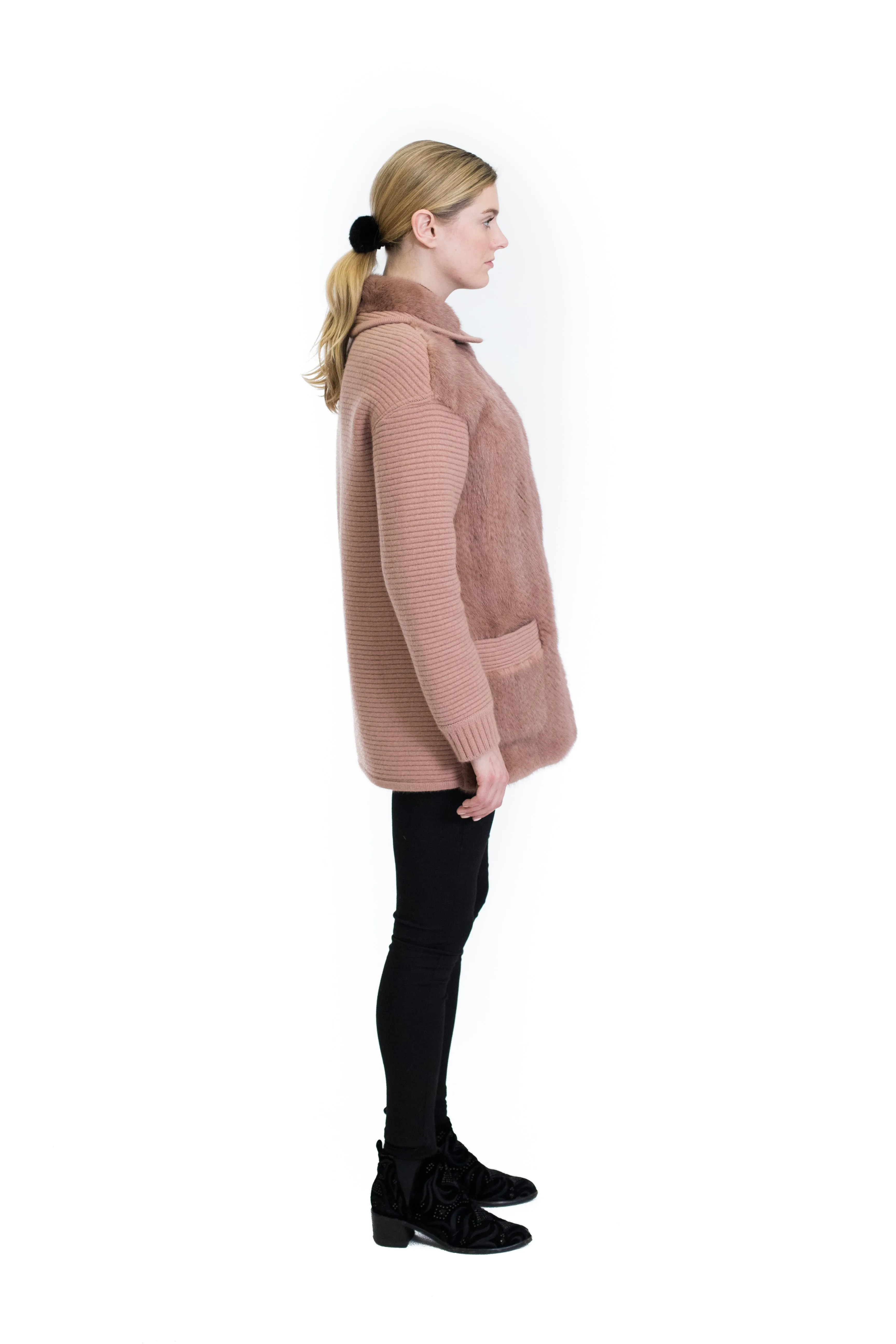 Knitted Coat with Mink