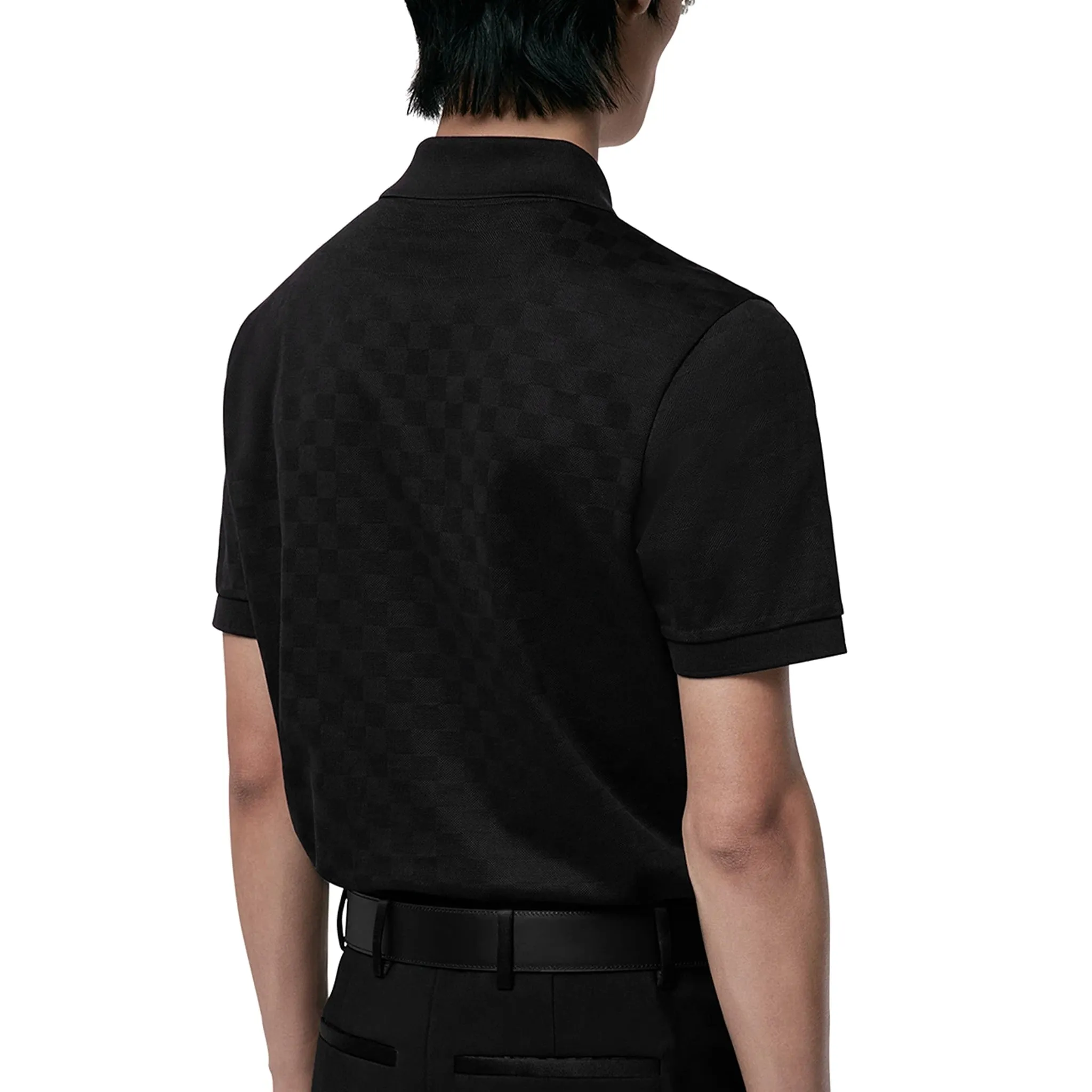 Louis Vuitton Damier LV Crystal Patch Black Pique Polo Shirt for Men - Luxury Designer Fashion