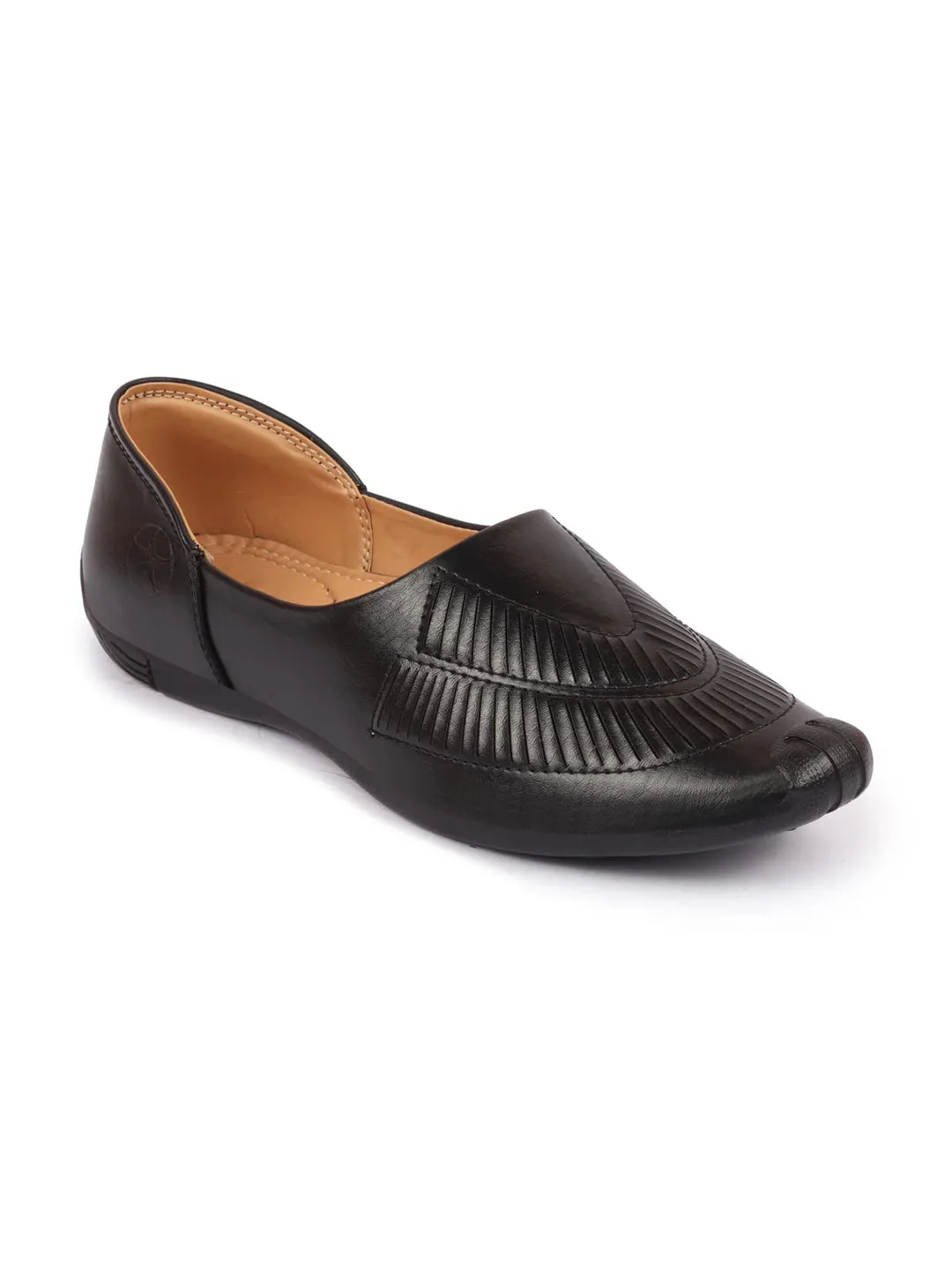 Men Black Ethnic Slip-On Juttis