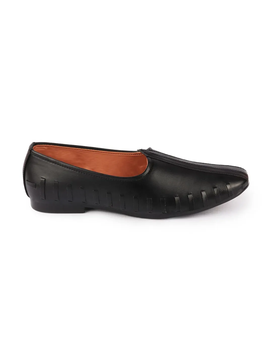 Men Black Ethnic Slip-On Juttis