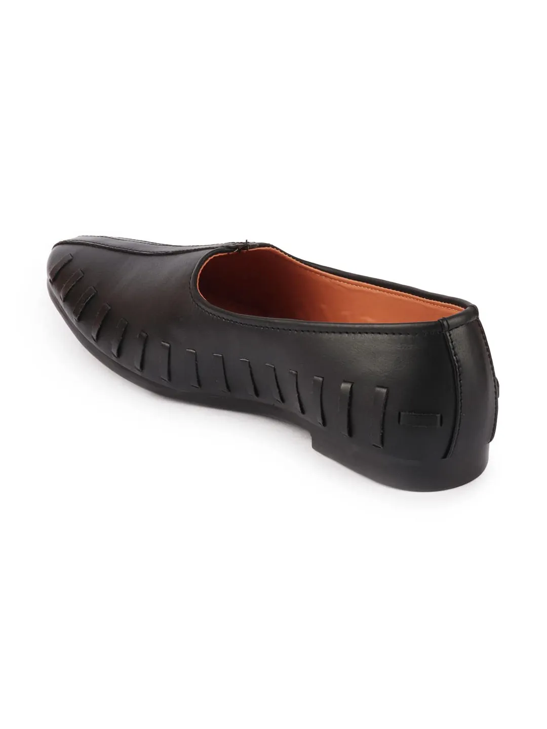 Men Black Ethnic Slip-On Juttis