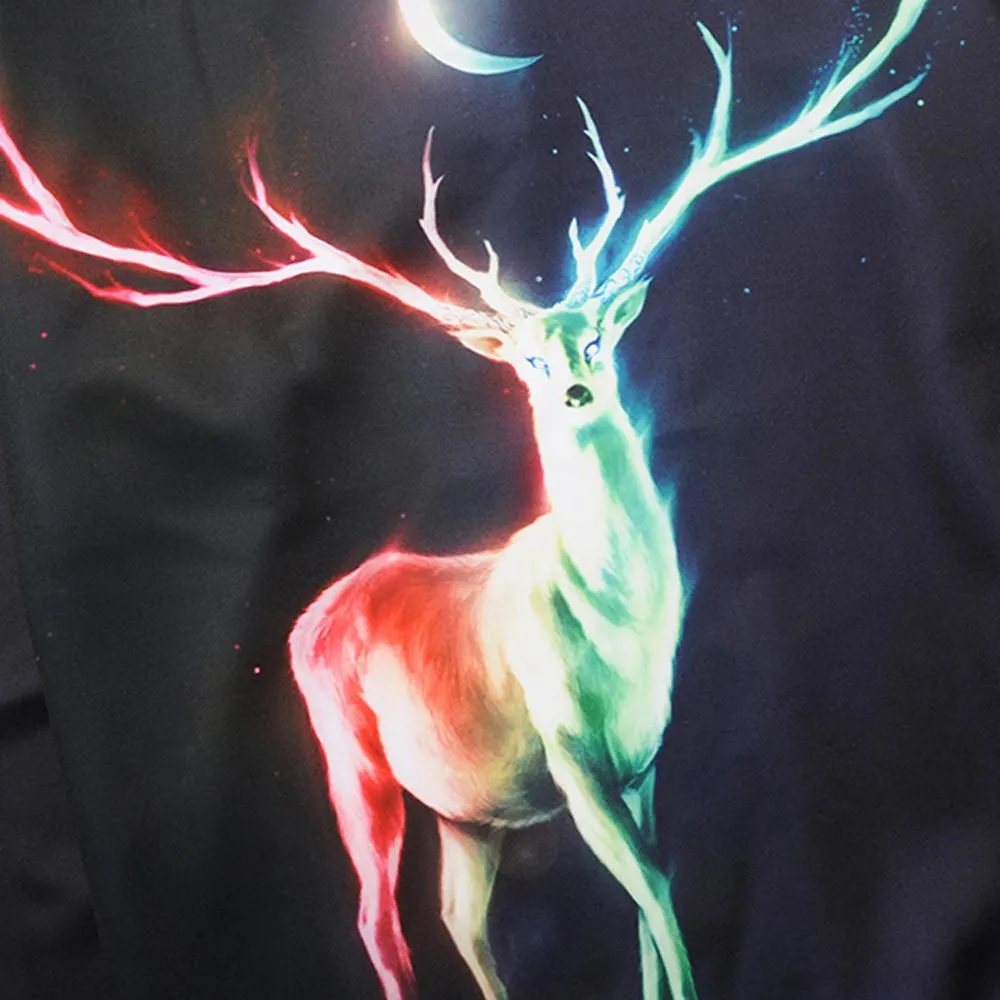 Men Printed Christmas Deer Long Sleeve Loose Blouse Casual Top