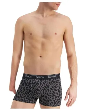 Mens Bonds Guyfront Trunks Underwear Grey Leopard Print