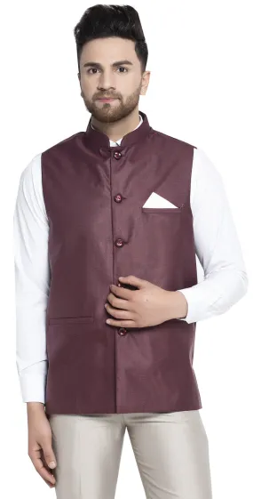 Men's Cotton Nehru Jacket Traditional India Waistcoat (Maroon)