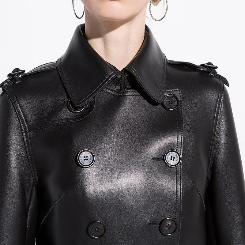 NYC Leather Trench Coat For Women