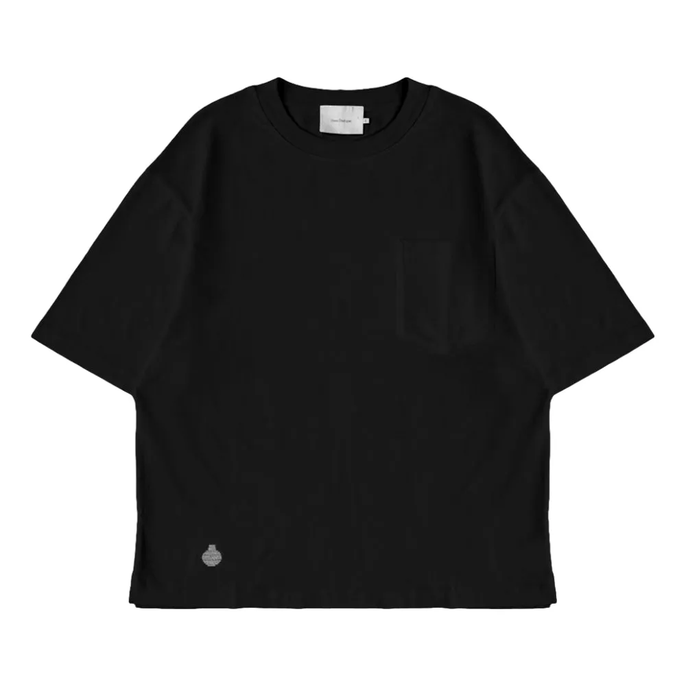 OPEN DIALOGUE LOGO EMBROIDERY POCKET T-SHIRT-BLACK