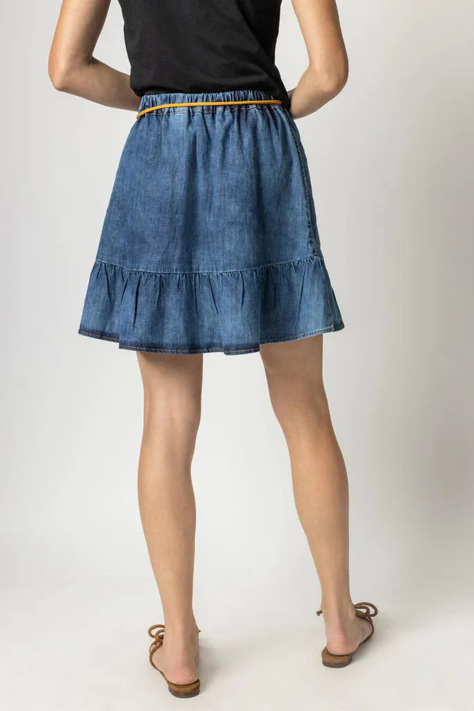 PA2132-DENd Lilla P Peplum Skirt