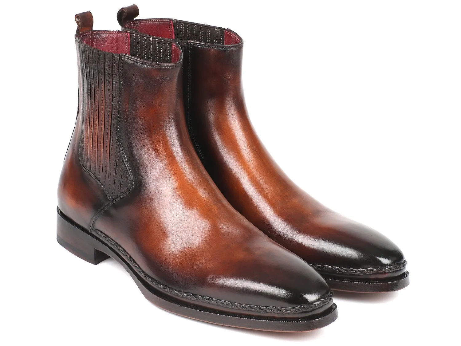 Paul Parkman Chelsea Boots Brown Burnished Leather (ID#BT57-BRW)