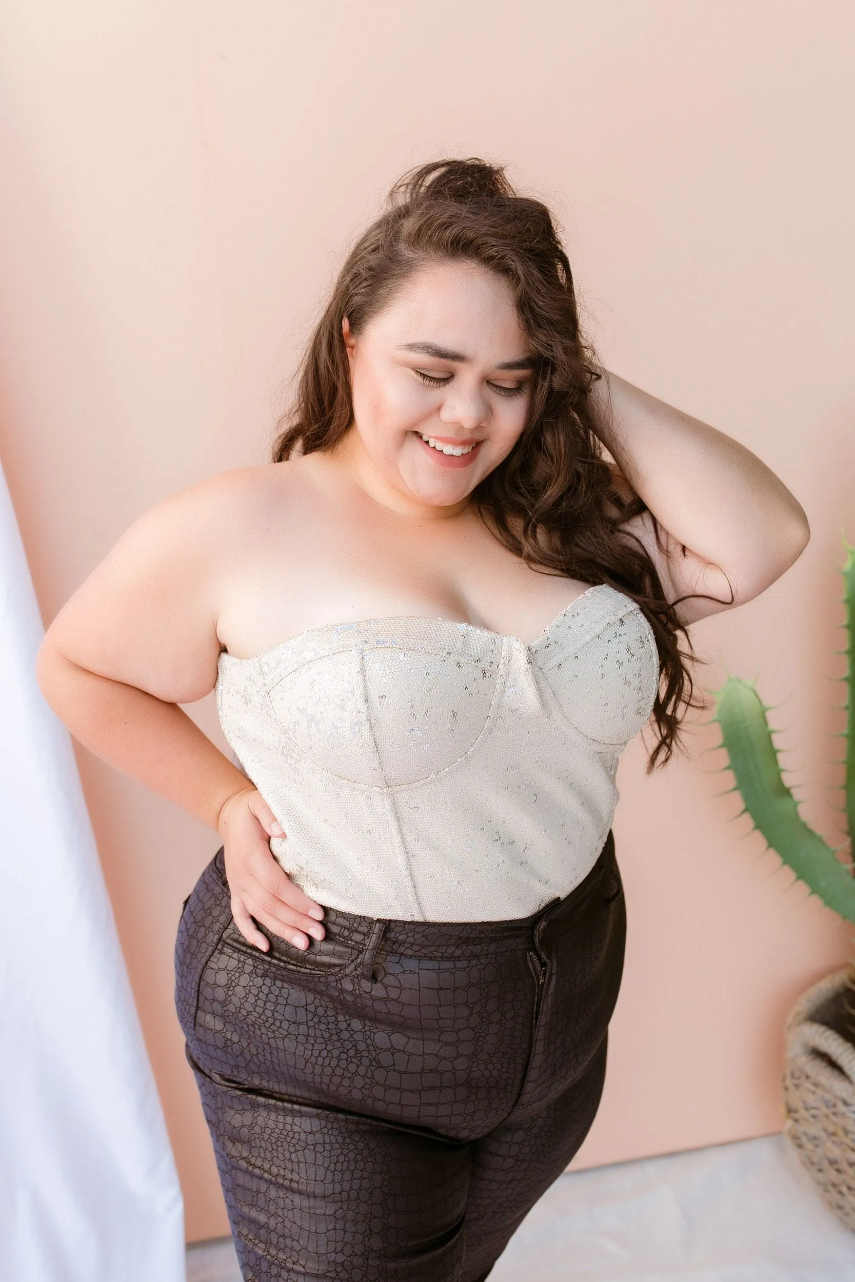 PLUS SIZE Shine Through Sequin Top