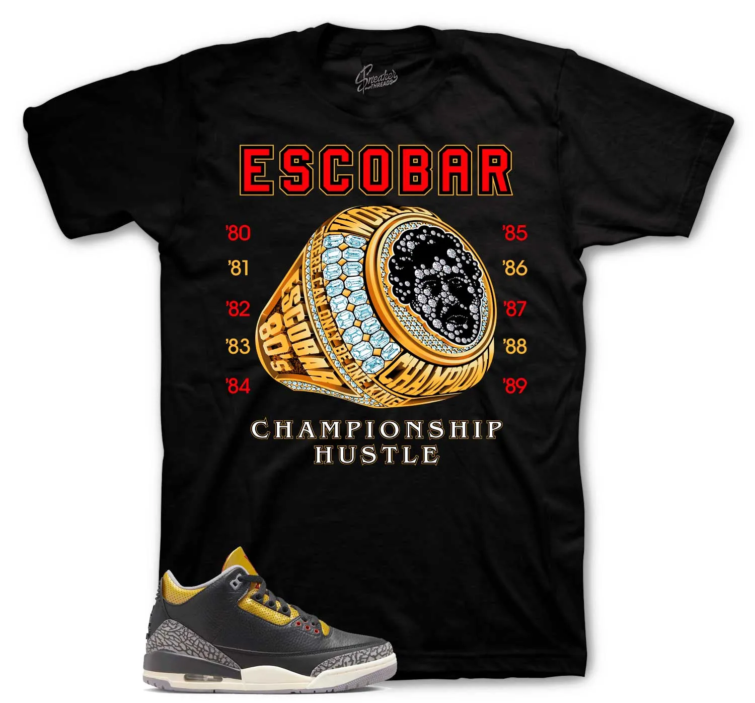 Retro 3 Cement Gold  Champ Hustle Shirt