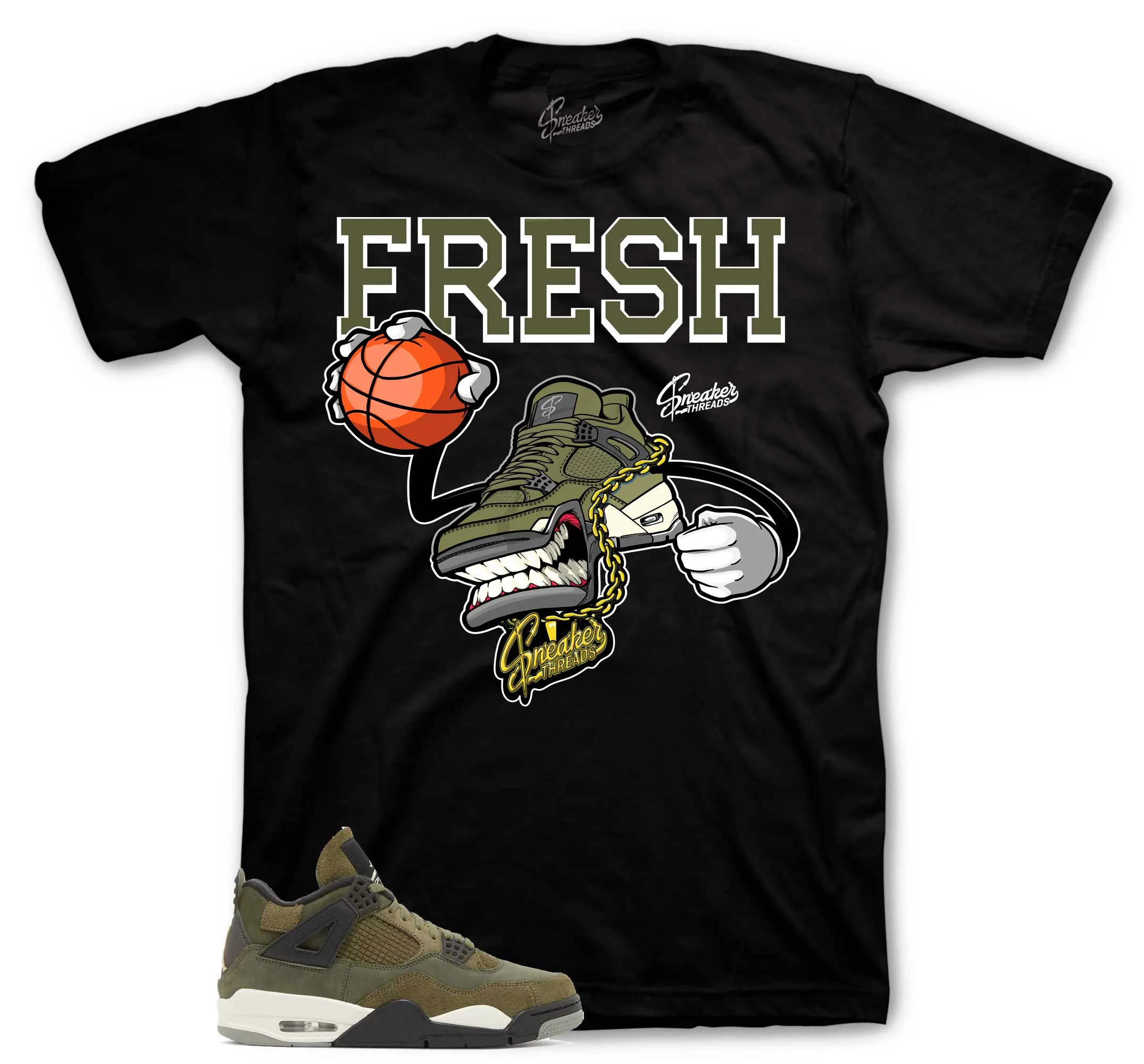 Retro 4 Craft Olive Shirt - Fly Kicks - Black